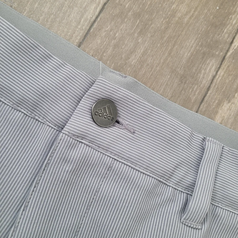 Adidas Mens Golf Pants Thin Pinstripe Size 32 X 30 Gray White